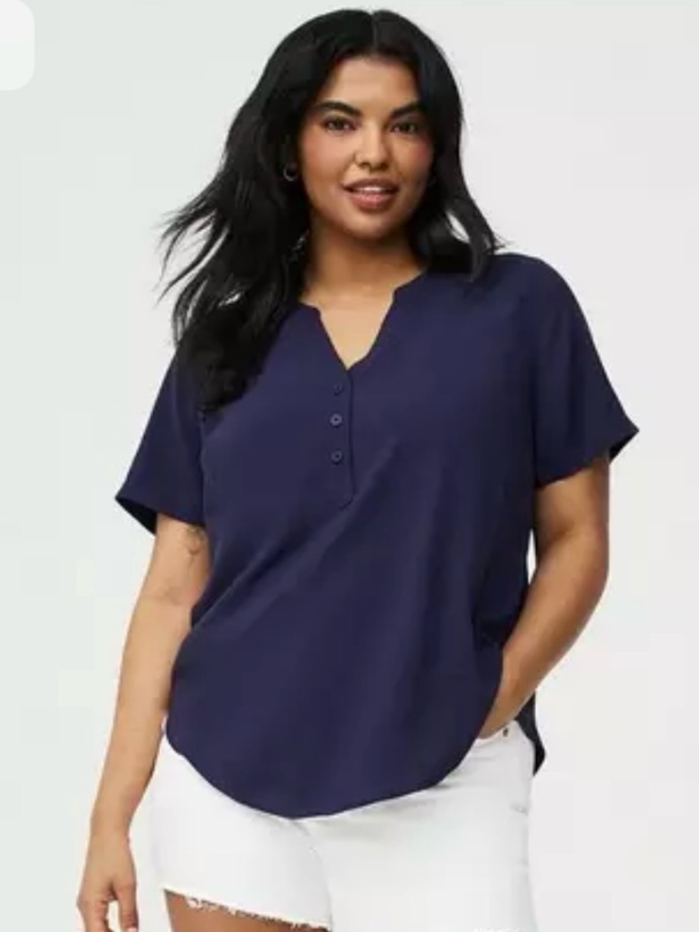 Torrid Harper Challis Short Sleeve Blouse 3X n Navy